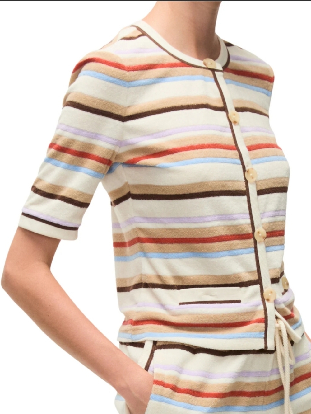 Veronica Beard Brendan NWT XL Cardigan Top with Pastel & Earthy Stripes